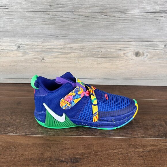 Nike Lebron Witness 7 Kaleidoscope PS Size 3Y Deep Royal Blue White DQ8647 400 - Picture 3 of 9